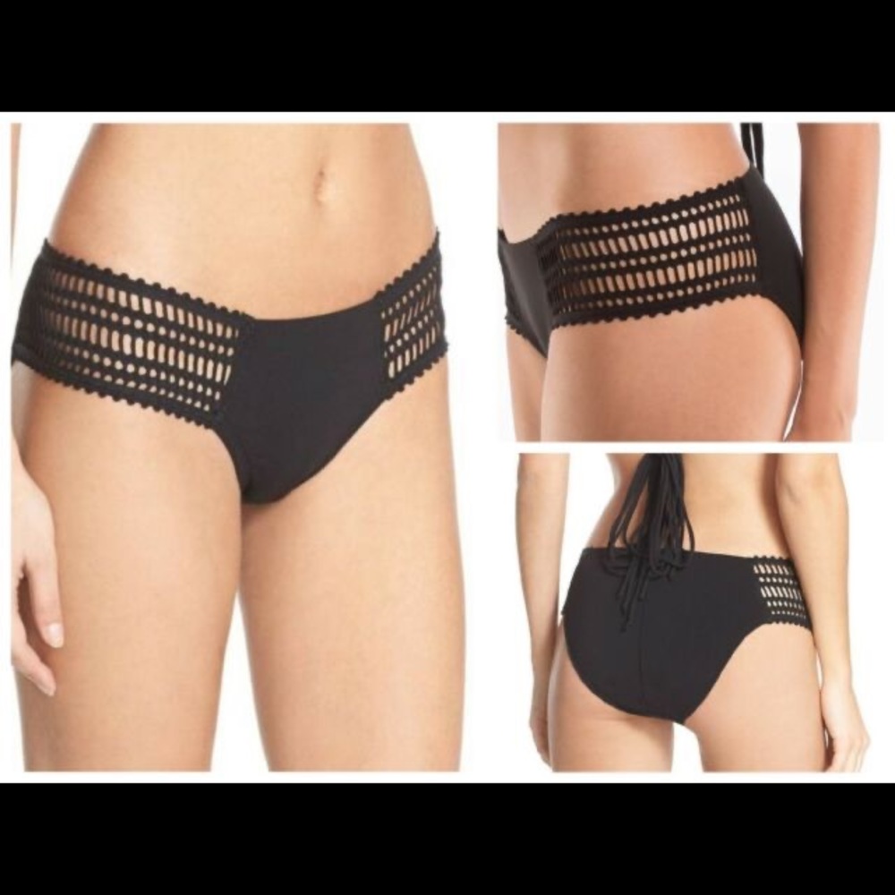 Black robin piccone swim bottoms